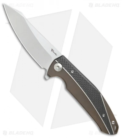 Reate Knives Reate K-1 Frame Lock Flipper Knife Carbon Fiber/Bronze Ti (3.8" M390 Satin) 3 Reate Knives Reate K-1 Frame Lock Flipper Knife Carbon Fiber/Bronze Ti (3.8" M390 Satin)