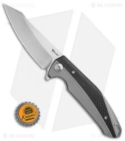 Reate Knives Reate K-1 Frame Lock Flipper Knife Carbon Fiber/Titanium (3.8" Hand Satin) -Reate Knives Reate K 1 cf ti hand satin BHQ 70993 er size