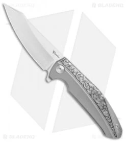 Reate Knives Reate K-1 Frame Lock Flipper Knife Engraved Titanium (3.8" Hand Satin M390)