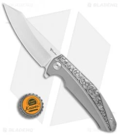 Reate Knives Reate K-1 Frame Lock Flipper Knife Engraved Titanium (3.8" Hand Satin M390) -Reate Knives Reate K 1 engraved ti hand satin BHQ 74941 er bottlecap