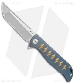 Reate Knives Reate K-2 Frame Lock Knife Blue Ti W/ Bronze Diamonds (3.8" Satin)