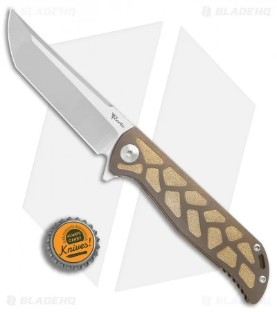 Reate Knives Reate K-2 Frame Lock Knife Engraved Bronze Titanium (3.8" Satin) 6 Reate Knives Reate K-2 Frame Lock Knife Engraved Bronze Titanium (3.8" Satin) - Image 4