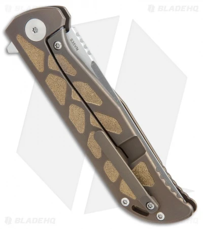 Reate Knives Reate K-2 Frame Lock Knife Engraved Bronze Titanium (3.8" Satin) 4 Reate Knives Reate K-2 Frame Lock Knife Engraved Bronze Titanium (3.8" Satin) - Image 2