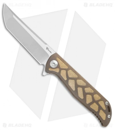 Reate Knives Reate K-2 Frame Lock Knife Engraved Bronze Titanium (3.8" Satin) 3 Reate Knives Reate K-2 Frame Lock Knife Engraved Bronze Titanium (3.8" Satin)