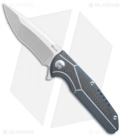 Reate Knives Reate K-4 Frame Lock Flipper Knife BlueTi/Carbon Fiber (3.75" Satin)