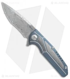 Reate Knives Reate K-4 Frame Lock Flipper Knife Blue Ti/Damascus (3.75" Damasteel)