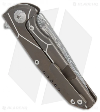 Reate Knives Reate K-4 Frame Lock Flipper Knife Bronze Ti/Damascus (3.75" Damasteel) 4 Reate Knives Reate K-4 Frame Lock Flipper Knife Bronze Ti/Damascus (3.75" Damasteel) - Image 2