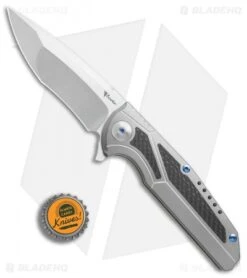 Reate Knives Reate K-4 Frame Lock Flipper Knife Titanium/Carbon Fiber (3.75" Satin) 9 Reate Knives Reate K-4 Frame Lock Flipper Knife Titanium/Carbon Fiber (3.75" Satin) -Reate Knives Reate K 4 ti cf satin BHQ 75003 er bottlecap