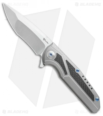 Reate Knives Reate K-4 Frame Lock Flipper Knife Titanium/Carbon Fiber (3.75" Satin) 3 Reate Knives Reate K-4 Frame Lock Flipper Knife Titanium/Carbon Fiber (3.75" Satin)