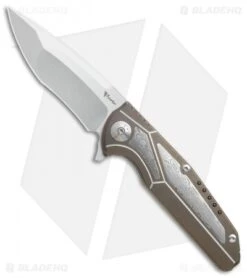 Reate Knives Reate K-4 Frame Lock Flipper Knife Bronze Ti/Damascus (3.75" Satin)