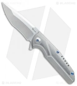 Reate Knives Reate K-4 Frame Lock Flipper Knife Titanium/Damascus (3.75" Satin)