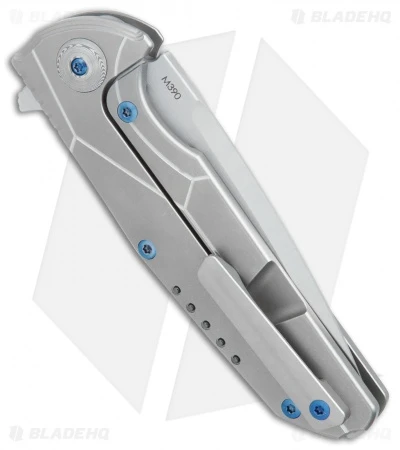 Reate Knives Reate K-4 Frame Lock Flipper Knife Titanium/Damascus (3.75" Satin) 4 Reate Knives Reate K-4 Frame Lock Flipper Knife Titanium/Damascus (3.75" Satin) - Image 2