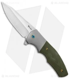 Reate Knives Reate Kirby Lambert Crossroads Liner Lock Knife Gray Ti/Green G-10 (3.54" Satin)