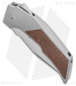 Reate Knives -Reate Knives Reate Knives Bharucha T3000 Frame Lock Knife Brown Micarta Ti 3in Satin BHQ 115093 LS Spine
