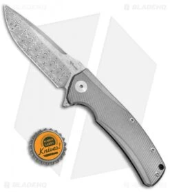 Reate Knives Mini Horizon-D Frame Lock Knife Titanium (3.4" Damasteel) -Reate Knives Reate Knives Mini Horizon D BB Damasteel BHQ 78526 jr bottlecap