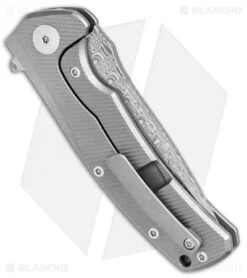 Reate Knives Mini Horizon-D Frame Lock Knife Titanium (3.4" Damasteel) -Reate Knives Reate Knives Mini Horizon D BB Damasteel BHQ 78526 jr side