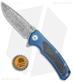 Reate Knives Mini Horizon-D Frame Lock Knife CF/Blue Ti (3.4" Damasteel) 9 Reate Knives Mini Horizon-D Frame Lock Knife CF/Blue Ti (3.4" Damasteel) -Reate Knives Reate Knives Mini Horizon D Blue CF Damasteel BHQ 78533 jr bottlecap