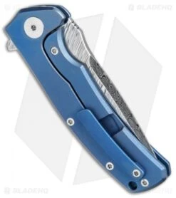 Reate Knives Mini Horizon-D Frame Lock Knife CF/Blue Ti (3.4" Damasteel) 8 Reate Knives Mini Horizon-D Frame Lock Knife CF/Blue Ti (3.4" Damasteel) -Reate Knives Reate Knives Mini Horizon D Blue CF Damasteel BHQ 78533 jr side