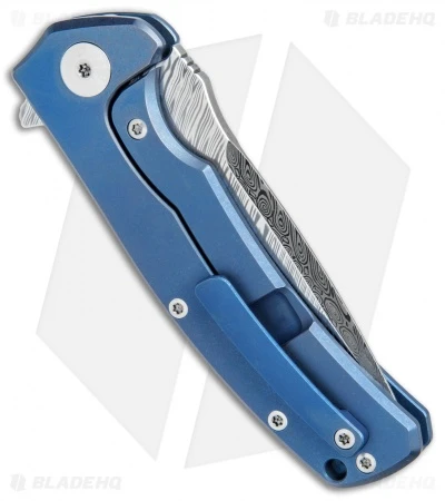 Reate Knives Mini Horizon-D Frame Lock Knife CF/Blue Ti (3.4" Damasteel) 5 Reate Knives Mini Horizon-D Frame Lock Knife CF/Blue Ti (3.4" Damasteel) - Image 3