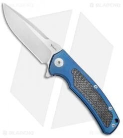 Reate Knives Mini Horizon-D Frame Lock Knife Carbon Fiber/Blue Ti (3.4" Satin)
