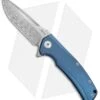 Reate Knives Mini Horizon-D Frame Lock Knife Blue Ti (3.4" Damasteel) -Reate Knives Reate Knives Mini Horizon D Blue Damasteel BHQ 78524 jr
