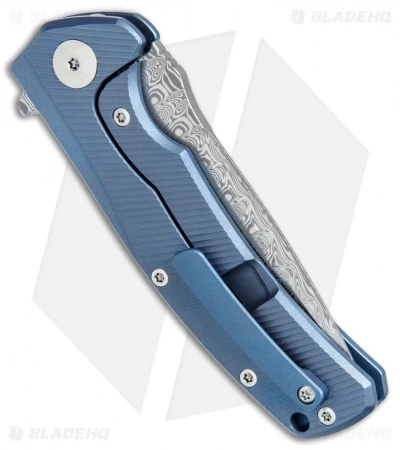 Reate Knives Mini Horizon-D Frame Lock Knife Blue Ti (3.4" Damasteel) 5 Reate Knives Mini Horizon-D Frame Lock Knife Blue Ti (3.4" Damasteel) - Image 3