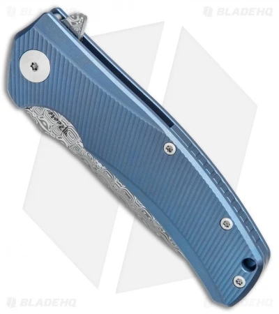 Reate Knives Mini Horizon-D Frame Lock Knife Blue Ti (3.4" Damasteel) 4 Reate Knives Mini Horizon-D Frame Lock Knife Blue Ti (3.4" Damasteel) - Image 2