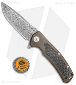 Reate Knives Mini Horizon-D Frame Lock Knife CF/Bronze Ti (3.4" Damasteel) 9 Reate Knives Mini Horizon-D Frame Lock Knife CF/Bronze Ti (3.4" Damasteel) -Reate Knives Reate Knives Mini Horizon D Bronze CF Damasteel BHQ 78532 jr bottlecap
