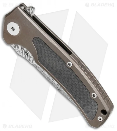 Reate Knives Mini Horizon-D Frame Lock Knife CF/Bronze Ti (3.4" Damasteel) 4 Reate Knives Mini Horizon-D Frame Lock Knife CF/Bronze Ti (3.4" Damasteel) - Image 2