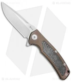 Reate Knives Mini Horizon-D Frame Lock Knife Carbon Fiber/Bronze Ti (3.4" Satin)