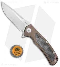 Reate Knives Mini Horizon-D Frame Lock Knife Carbon Fiber/Bronze Ti (3.4" Satin) 9 Reate Knives Mini Horizon-D Frame Lock Knife Carbon Fiber/Bronze Ti (3.4" Satin) -Reate Knives Reate Knives Mini Horizon D Bronze CF Satin BHQ 78529 jr bottlecap