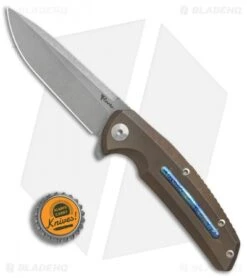 Reate Knives New Epoch Frame Lock Knife Bronze Titanium W/Mokuti Inlay (3.5" SW) -Reate Knives Reate Knives New Epoch Bronze Ti Mokuti inlay SW BHQ 37648 er bottlecap