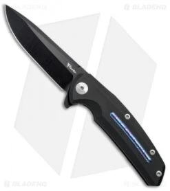 Reate Knives New Epoch Frame Lock Knife Black Ti W/Mokuti Inlay (3.5" Black)