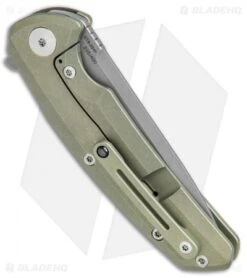 Reate Knives New Epoch Frame Lock Knife Gold Ti W/Mokuti Inlay (3.5" Stonewash) -Reate Knives Reate Knives New Epoch FL Gold Ti Mokuti Inlay SW BHQ 37647 jr side