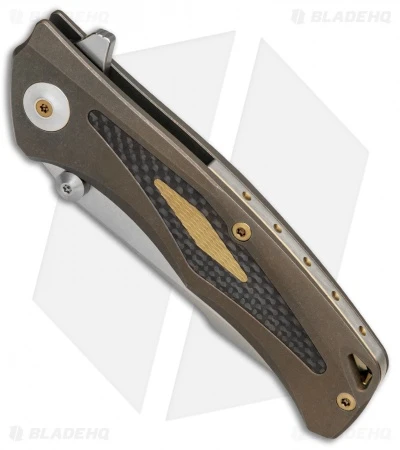 Reate Knives New Torrent Frame Lock Knife Bronze Ti/Carbon Fiber (3.6" Satin/SW) 4 Reate Knives New Torrent Frame Lock Knife Bronze Ti/Carbon Fiber (3.6" Satin/SW) - Image 2