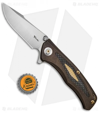 Reate Knives New Torrent Frame Lock Knife Bronze Ti/Carbon Fiber (3.6" Satin) 6 Reate Knives New Torrent Frame Lock Knife Bronze Ti/Carbon Fiber (3.6" Satin) - Image 4