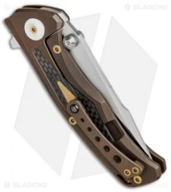 Reate Knives New Torrent Frame Lock Knife Bronze Ti/Carbon Fiber (3.6" Satin) 8 Reate Knives New Torrent Frame Lock Knife Bronze Ti/Carbon Fiber (3.6" Satin) -Reate Knives Reate Knives New Torrent FL Bronze Ti CF Satin BHQ 83618 jr side