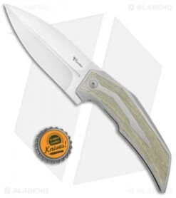 Reate Knives Bharucha T4000 Frame Lock Knife Green Micarta/Ti (3.8" Satin) -Reate Knives Reate Knives T4000 Green Micarta Ti Satin BHQ 100984 jr bottlecap