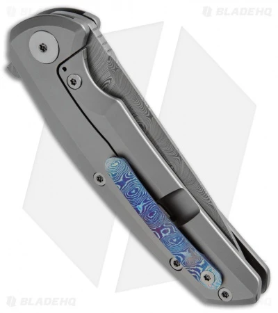 Reate Knives New Epoch Frame Lock Knife Titanium W/Mokuti Inlay (3.5" Damasteel) 5 Reate Knives New Epoch Frame Lock Knife Titanium W/Mokuti Inlay (3.5" Damasteel) - Image 3