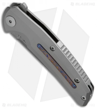 Reate Knives New Epoch Frame Lock Knife Titanium W/Mokuti Inlay (3.5" Damasteel) 4 Reate Knives New Epoch Frame Lock Knife Titanium W/Mokuti Inlay (3.5" Damasteel) - Image 2