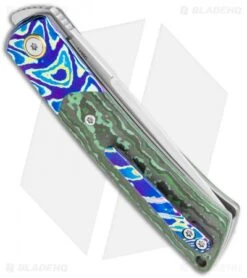 Reate Knives Reate Tribute Front Flipper Knife Fat Carbon/Mokuti (2.8" Hand Satin) 8 Reate Knives Reate Tribute Front Flipper Knife Fat Carbon/Mokuti (2.8" Hand Satin) -Reate Knives Reate Tribute Mokuti Ti BB Fat CF Green Hand Rubbed 118840 jr side