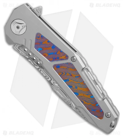 Reate Knives Reate K-3 Tanto Frame Lock Flipper Knife Ti/Mokuti (3.875" Damasteel) 4 Reate Knives Reate K-3 Tanto Frame Lock Flipper Knife Ti/Mokuti (3.875" Damasteel) - Image 2