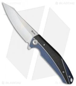 Reate Knives Reate K-1 Frame Lock Flipper Knife Carbon Fiber/Blue Ti (3.8" RWL34 Stonewash)