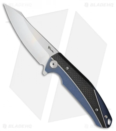 Reate Knives Reate K-1 Frame Lock Flipper Knife Carbon Fiber/Blue Ti (3.8" RWL34 Stonewash) 3 Reate Knives Reate K-1 Frame Lock Flipper Knife Carbon Fiber/Blue Ti (3.8" RWL34 Stonewash)