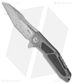 Reate Knives Reate K-3 Wharncliffe Frame Lock Flipper Knife Carbon Fiber/Ti (3.875" Damascus)