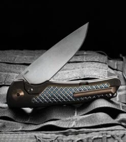 Reate Knives Wave Frame Lock Knife Titanium (3.375" Stonewash) -Reate Knives reate wave blue yellow half cm