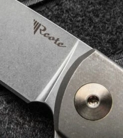 Reate Knives Wave Frame Lock Knife Titanium (3.375" Stonewash) -Reate Knives reate wave blue yellow logo cm